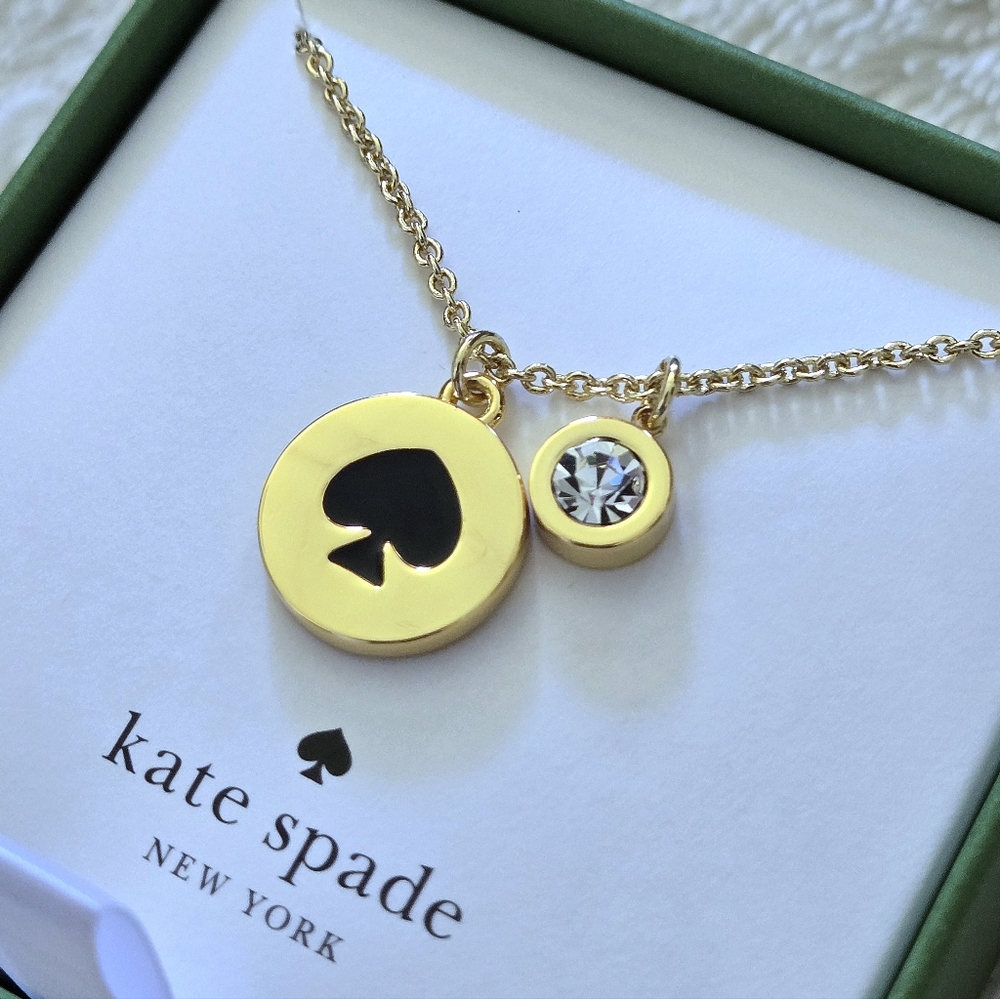 Kate Spade♠️ "Spot The Spade" Double✌️ Pendant Necklace - NIB - Picture 14 of 16